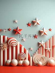 白色圣诞树插画图片_圣诞节日装饰3D氛围9