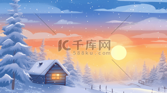 冬季森林雪景插画7