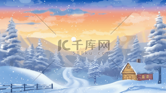 冬季森林雪景插画3