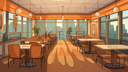 餐厅内部扁平风插画11