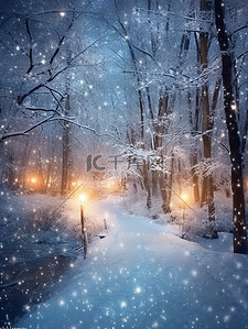 闪烁四角星插画图片_冬季仙境闪烁的灯光1