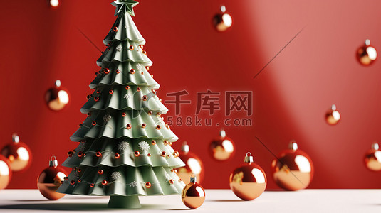 节日背景装饰插画图片_3d圣诞背景圣诞元素12