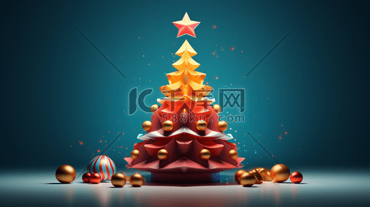 8创意插画图片_3D立体圣诞树创意插画8