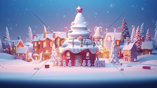 3D立体圣诞节圣诞树插画22