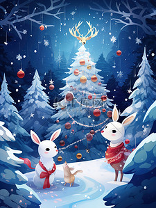 节日装饰节日插画图片_圣诞树节日装饰海报11