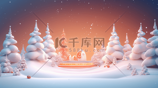 3D立体圣诞节圣诞树插画34