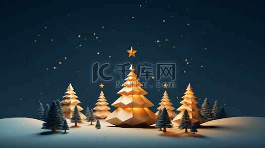 3D立体圣诞树创意插画28