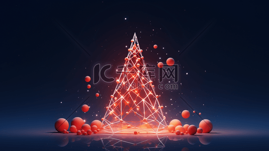 3D立体圣诞树创意插画1