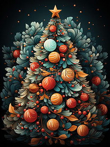 钟插画图片_姜钟和糖果为背景的甜蜜快乐圣诞树3