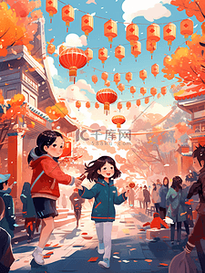 数字气球4插画图片_红色中国风节日喜庆插画4