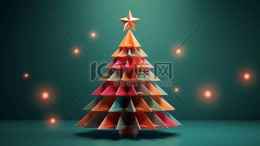 3D立体圣诞树创意插画16
