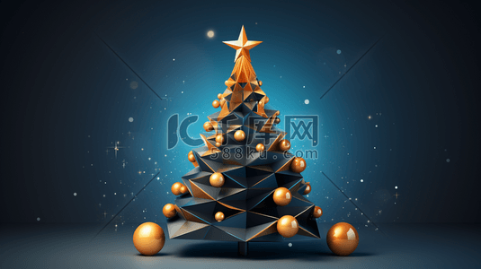 几何立体插画图片_3D立体圣诞树创意插画14