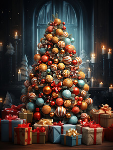 姜钟和糖果为背景的甜蜜快乐圣诞树13