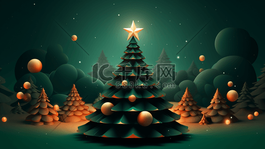 几何立体插画图片_3D立体圣诞树创意插画26