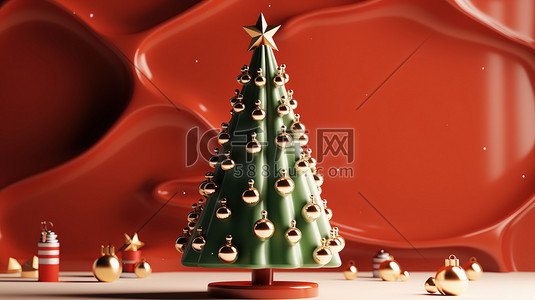 节日背景装饰插画图片_3d圣诞背景圣诞元素3