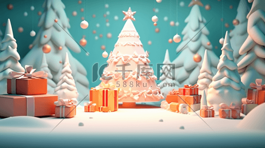 3D立体圣诞节圣诞树插画16