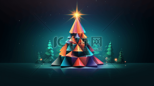 3D立体圣诞树创意插画12