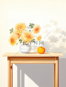 暖阳桌子上的花瓶鲜花1