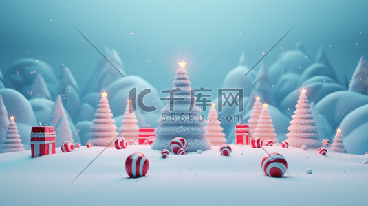 3D立体圣诞节圣诞树插画25