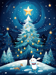 节日装饰节日插画图片_圣诞树节日装饰海报2