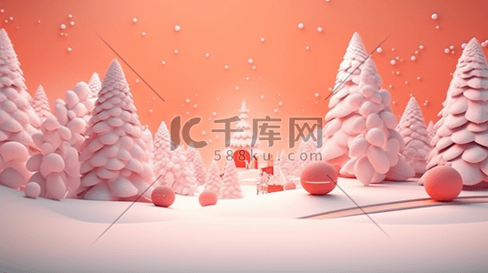 3D立体圣诞节圣诞树插画31