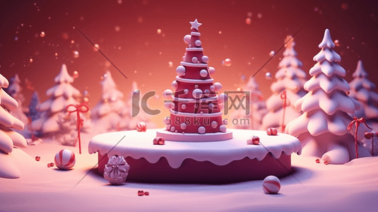 立体圣诞节插画图片_3D立体圣诞节圣诞树插画7