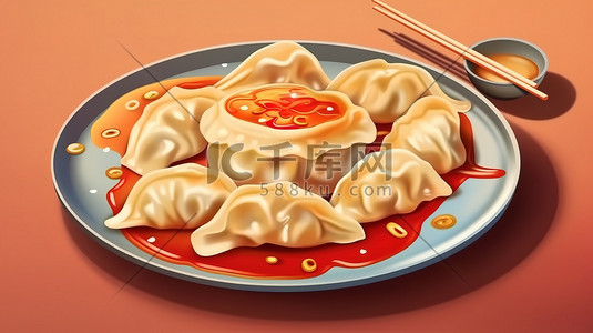饺子红色喜庆背景5