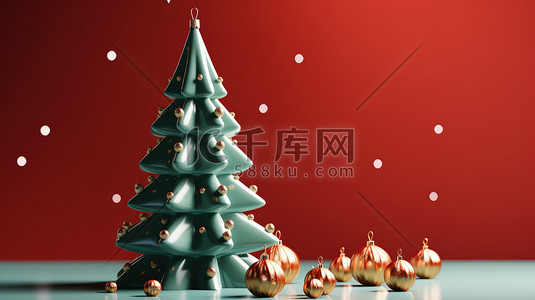 节日背景装饰插画图片_3d圣诞背景圣诞元素16