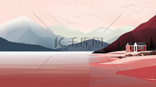 山地车链条插画图片_冬季的山地景观栗色13