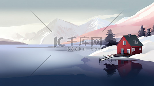 山地车头盔插画图片_冬季的山地景观栗色10