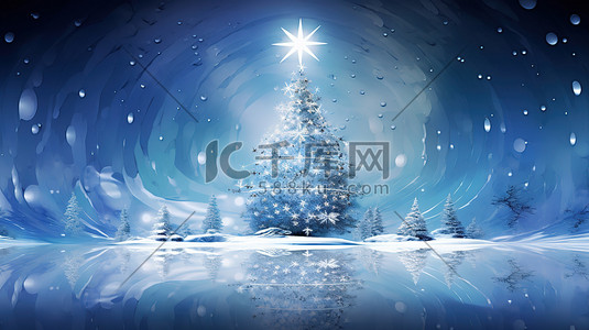 银色的光插画图片_圣诞树浅靛蓝和银色3
