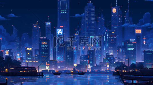 商务城市夜景插画6