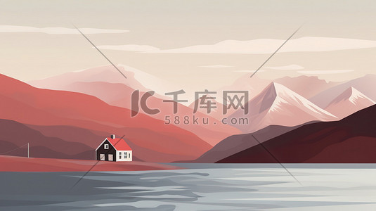 山地车车灯插画图片_冬季的山地景观栗色8