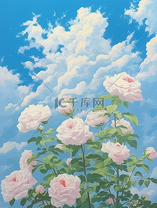 蓝天下的玫瑰美丽花朵5