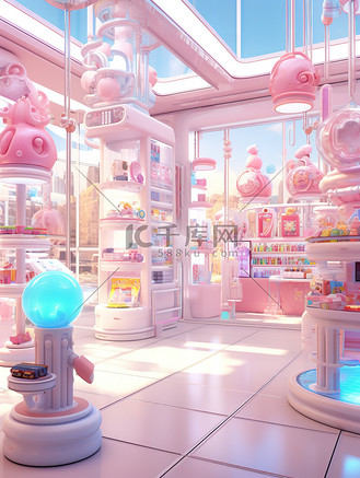 商店的3d渲染粉色设计17