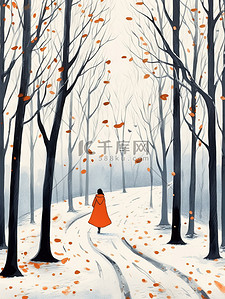 女人在秋天的小路散步12