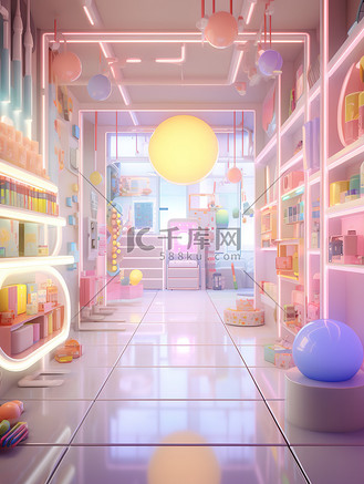 商店的3d渲染粉色设计1