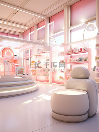 商店的3d渲染粉色设计8