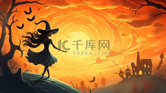 帽子创意插画图片_南瓜小朋友万圣节创意插画37