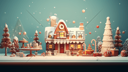 3D立体圣诞雪景插画29