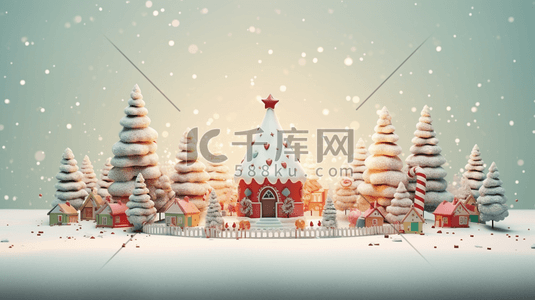 3D立体圣诞雪景插画8