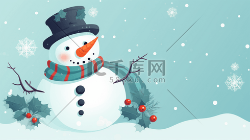 冬季雪景风景雪人插画7