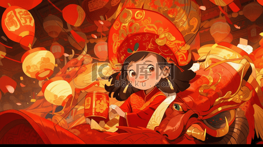 春节欢乐的女孩插画14