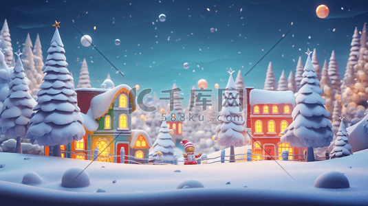 3D立体圣诞雪景插画14