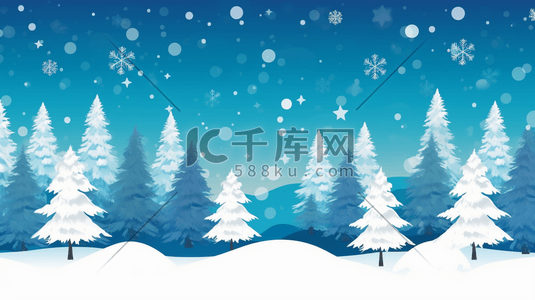 冬季雪景松树插画8