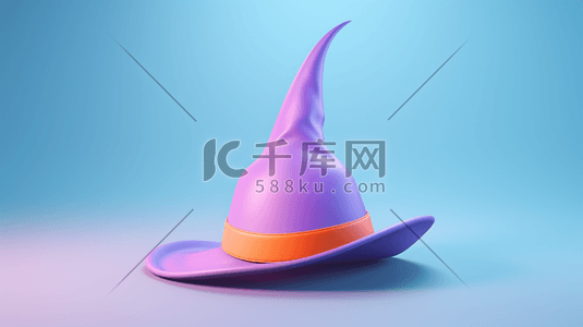 魔术三大派系插画图片_紫色创意时尚帽子插画5