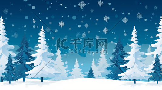 冬季雪景松树插画6