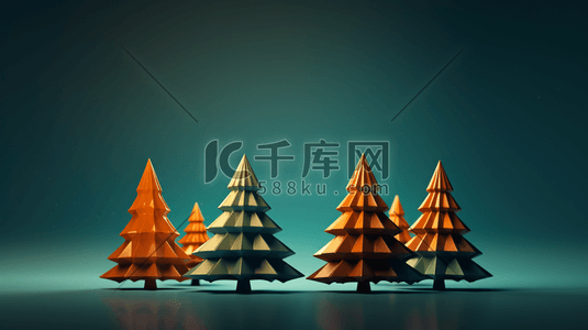 圣诞节平安夜礼盒插画图片_3D圣诞节的圣诞树插画4