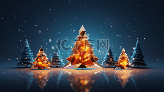 圣诞节平安夜礼盒插画图片_C4D彩色圣诞树插画8