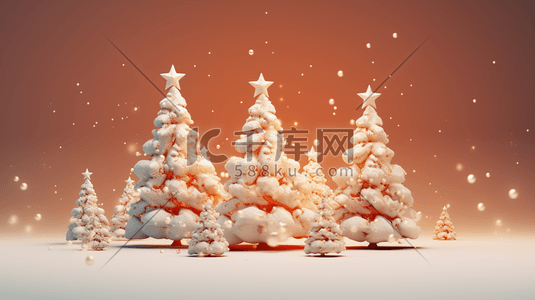 圣诞节平安夜礼盒插画图片_C4D彩色圣诞树插画9